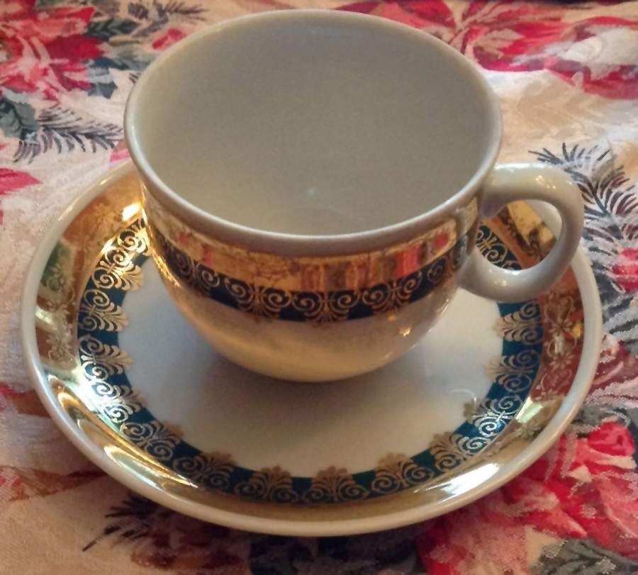 Alice (Blue Band) Flat Cup & Saucer Set by Haas-Czjzek Coronado-1
