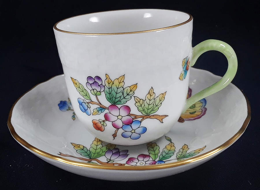 V Flat Demitasse Cup & Saucer Set by Herend-1