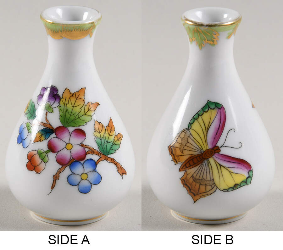 Queen Victoria (Green Border) 2" Bud Vase by Herend-1