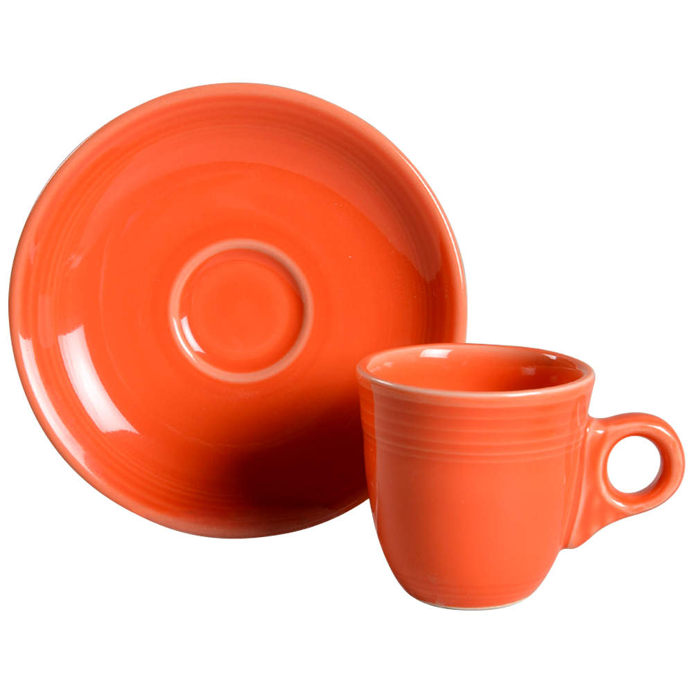 Fiesta Poppy (Intro 2014) Flat Demitasse Cup & Saucer Set by Homer Laughlin -1