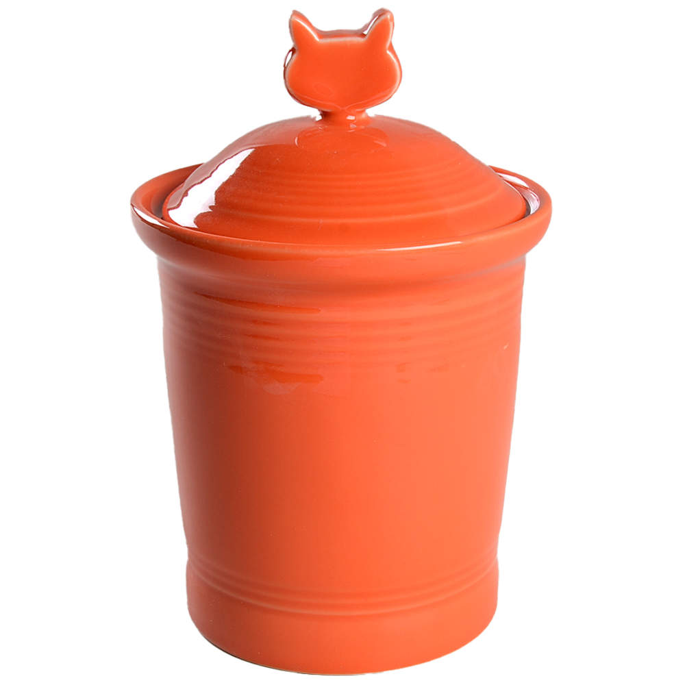 Fiesta Poppy (Intro 2014) Cat Treats Holder/Jar & Lid by Homer Laughlin -1
