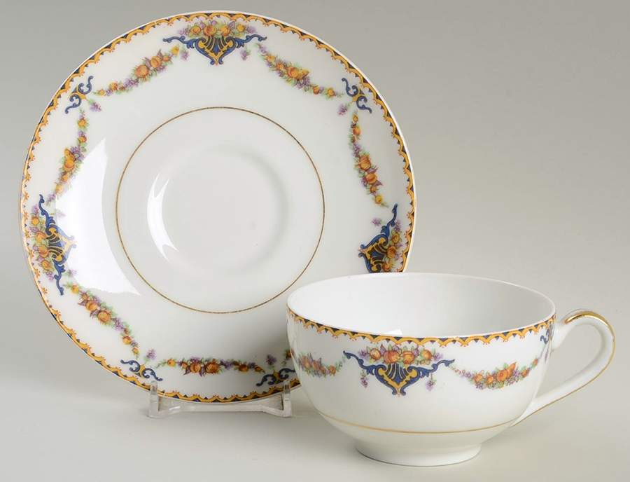Pomona (White, No Trim) Flat Cup & Saucer Set by Haviland-1