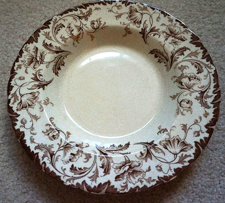 Ophir Brown Large Rim Soup Bowl by Wm Hulme-1
