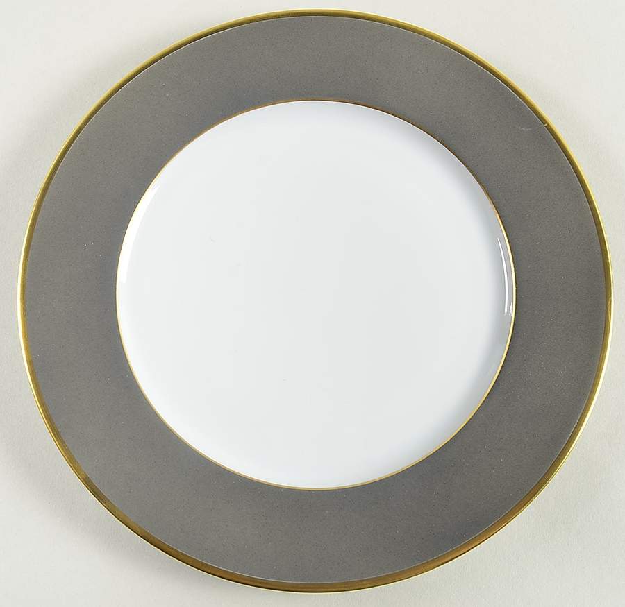 Color Block Gold Grey Salad/Dessert Plate by Haviland-1