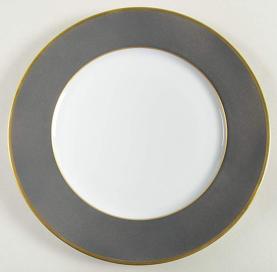 Color Block Gold Grey Salad/Dessert Plate by Haviland-1