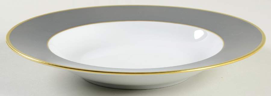 Color Block Gold Grey Large Rim Soup Bowl by Haviland-1