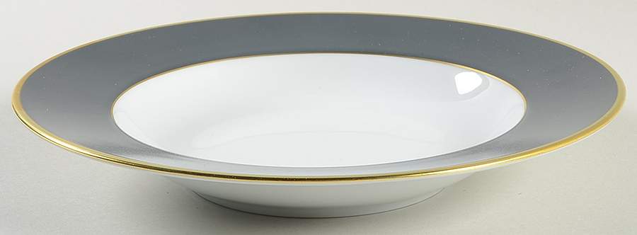 Color Block Gold Grey Large Rim Soup Bowl by Haviland-1