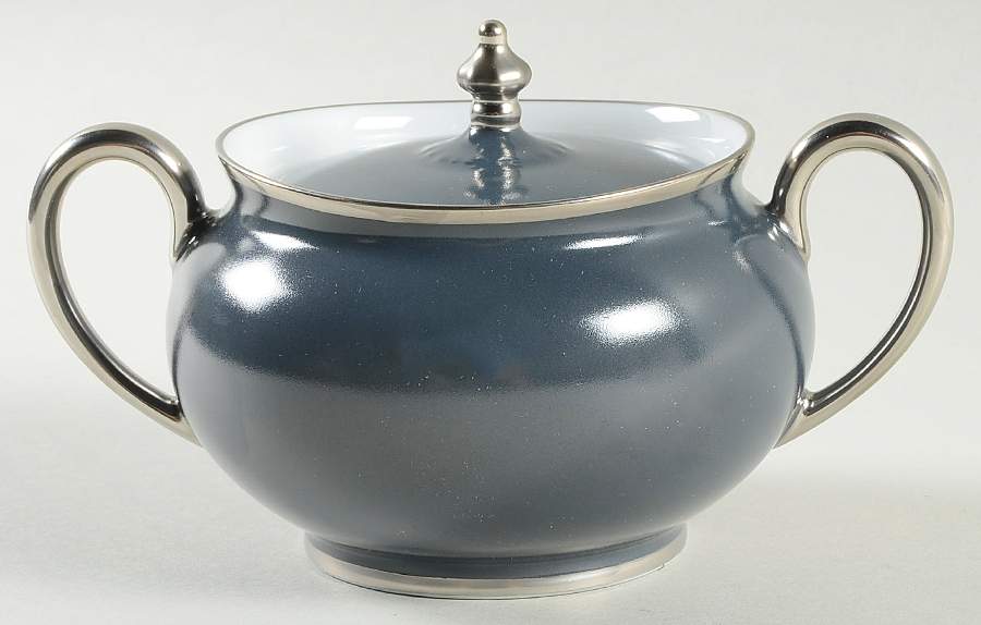Color Block Platinum Grey Sugar Bowl & Lid by Haviland-1