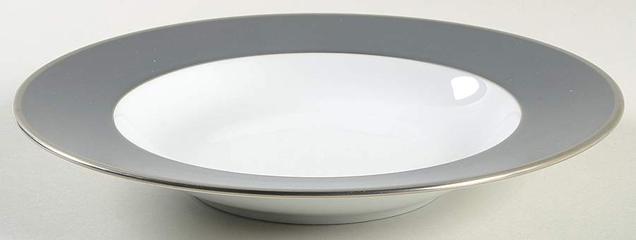 Color Block Platinum Grey Large Rim Soup Bowl by Haviland-1