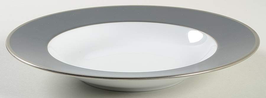 Color Block Platinum Grey Large Rim Soup Bowl by Haviland-1