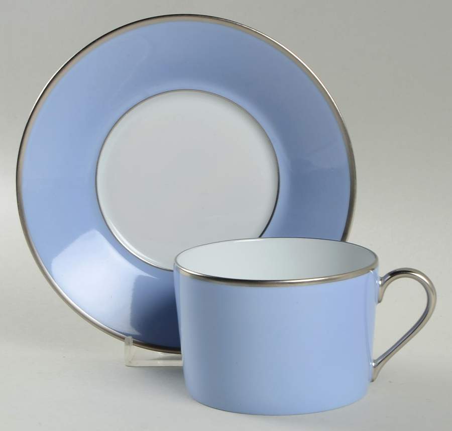 Color Block Platinum Lavender Flat Cup & Saucer Set by Haviland-1