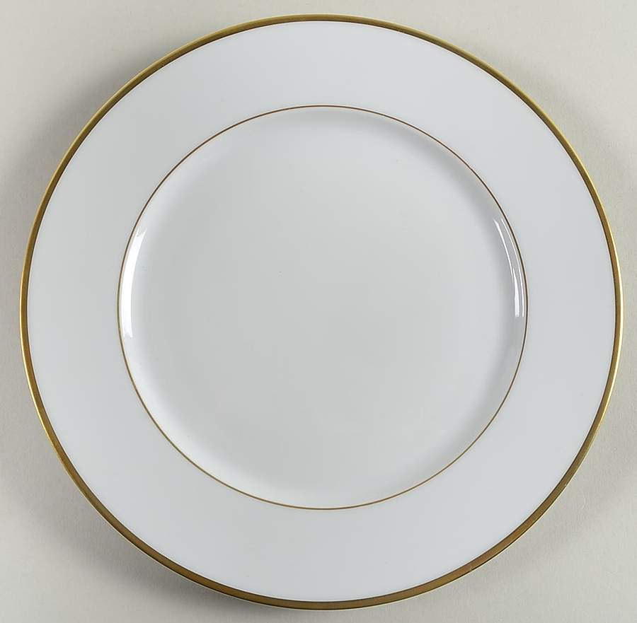 Color Block Gold White Salad/Dessert Plate by Haviland-1