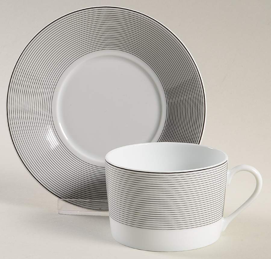 Rue Royale Rayures Flat Cup & Saucer Set by Haviland-1
