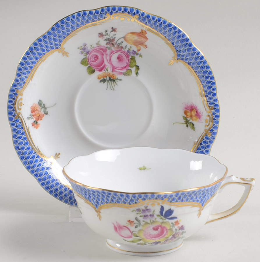 Vieux Bouquet De Sexe Blue Footed Cup & Saucer Set by Herend-1