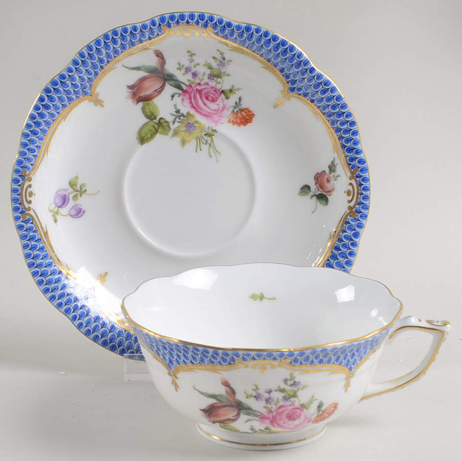 Vieux Bouquet De Sexe Blue Footed Cup & Saucer Set by Herend-1