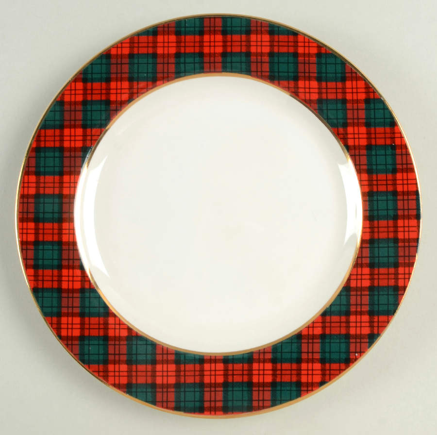 Gold Tartan Salad Plate by Horchow-1