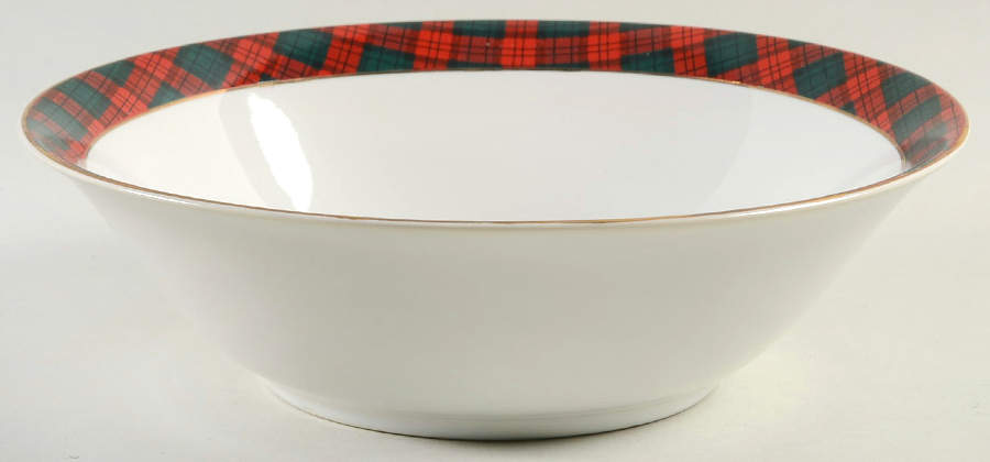 Gold Tartan 9" Round Vegetable Bowl by Horchow-1