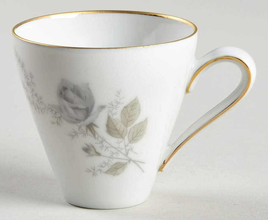 Grey Rose Gold Trim Flat Demitasse Cup by Heinrich - H&C-1