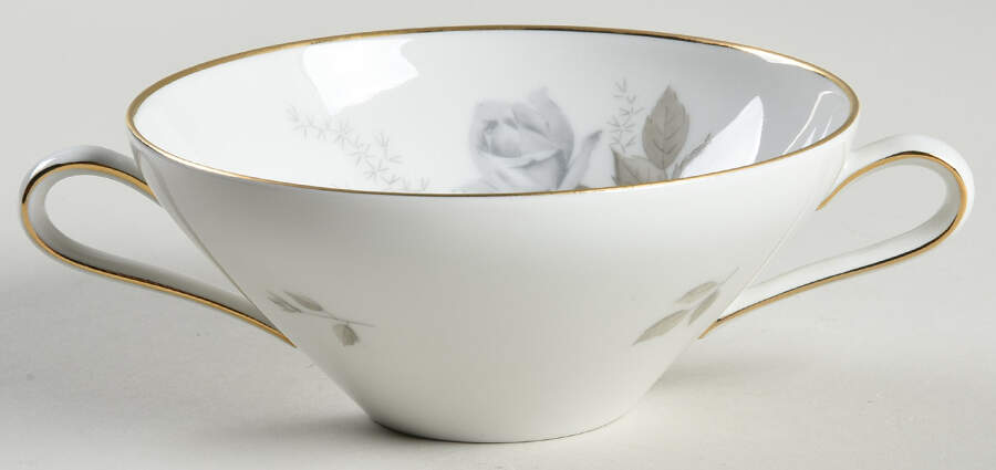 Grey Rose Gold Trim Flat Cream Soup Bowl by Heinrich - H&C-1