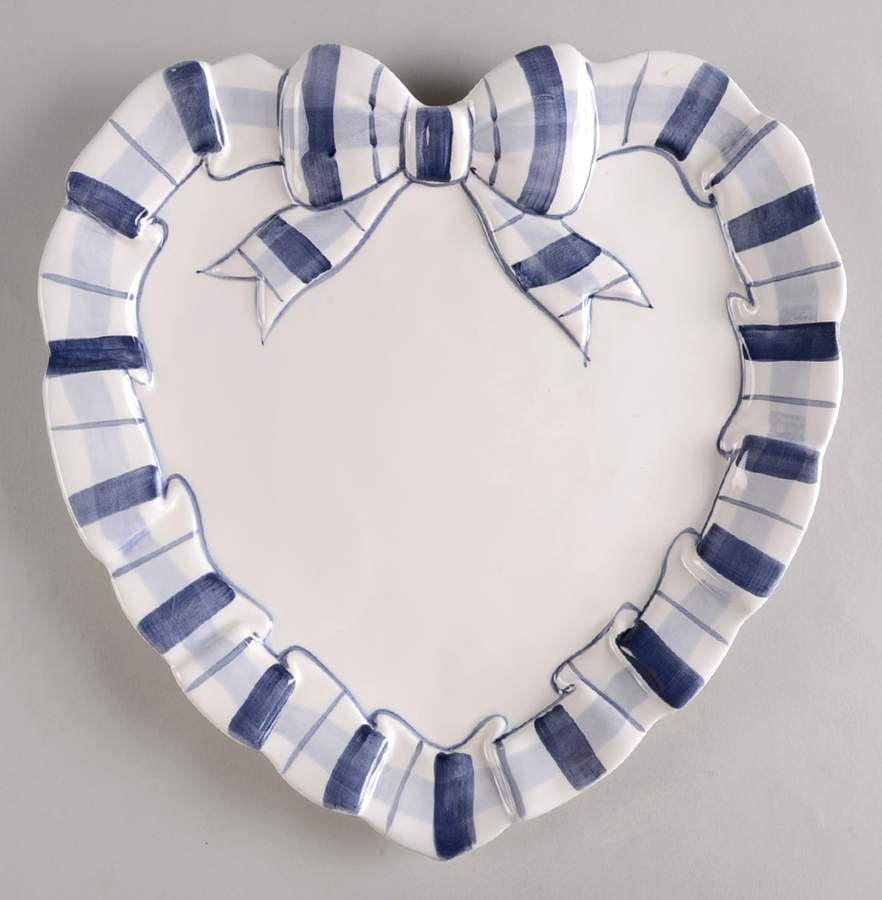 Blue Plaid Border Heart Shaped Tray by Haldon-1
