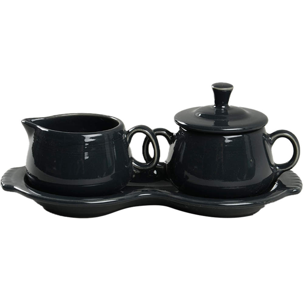 Fiesta Slate (Intro 2015) Creamer & Sugar with Lid & Tray Set by Homer Laughlin -1