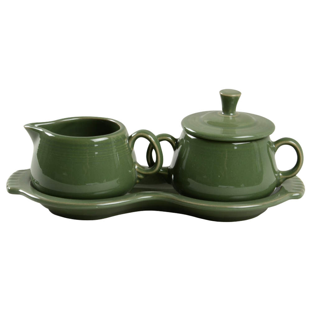 Fiesta Sage Green (Intro 2015) Creamer & Sugar with Lid & Tray Set by Homer Laughlin -1