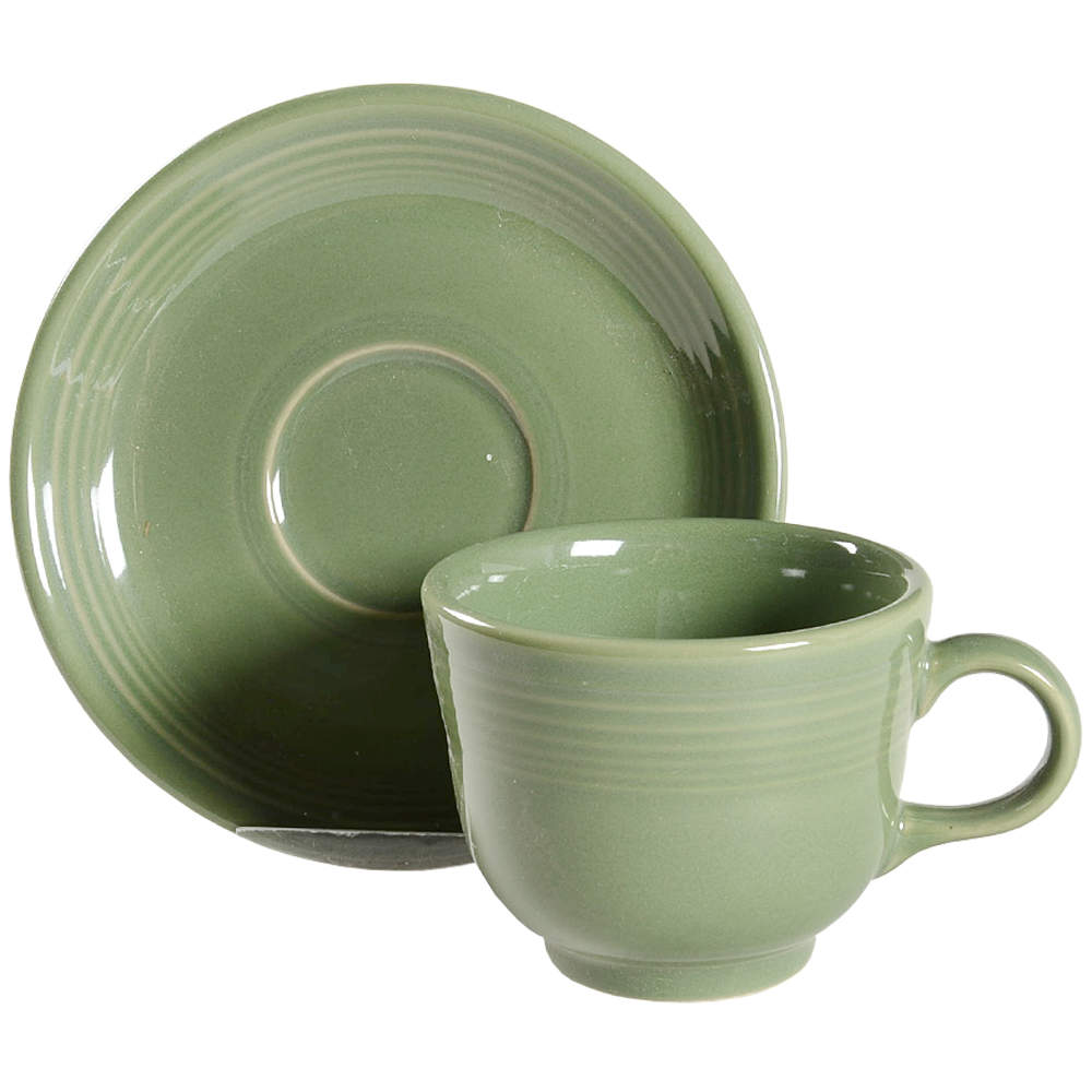 Fiesta Sage Green (Intro 2015) Flat Cup & Saucer Set by Homer Laughlin -1