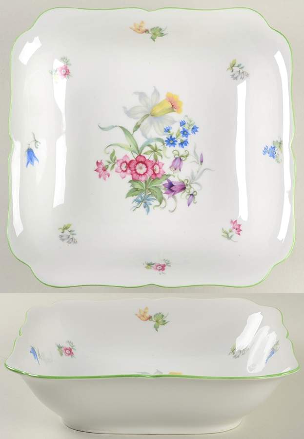 5873 Green Trim 8" Square Vegetable Bowl by Hutschenreuther-1
