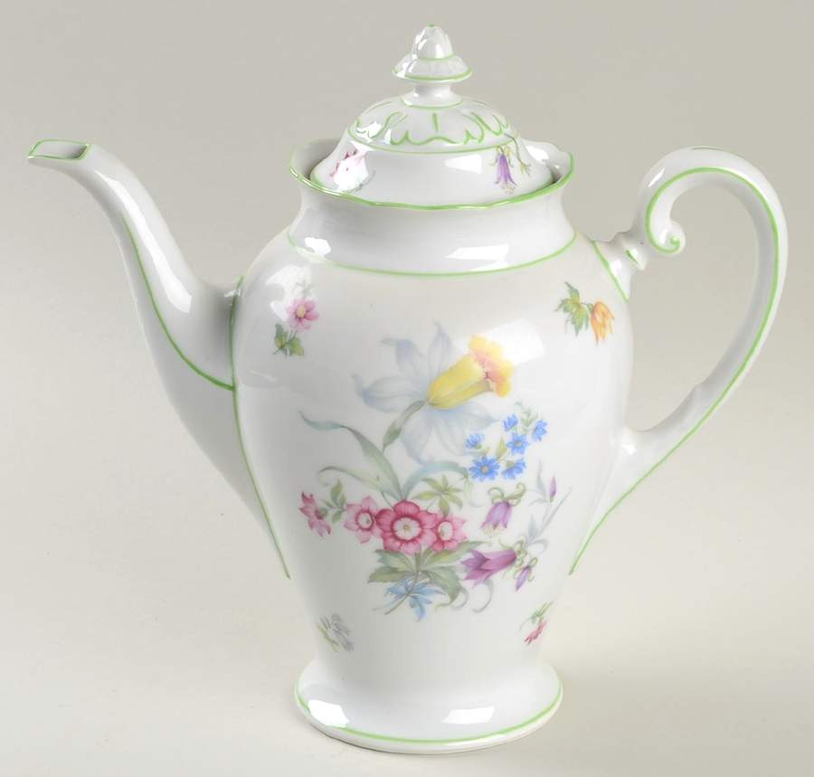 5873 Green Trim Coffee Pot & Lid by Hutschenreuther-1
