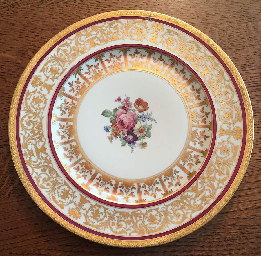 6304 (Floral, Red Band) Dinner Plate by Heinrich - H&C-1