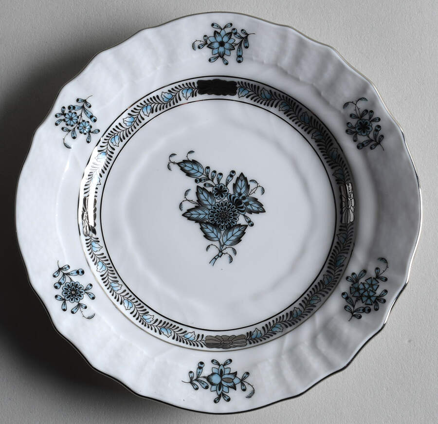 Chinese Bouquet Turquoise Bread & Butter Plate by Herend-1