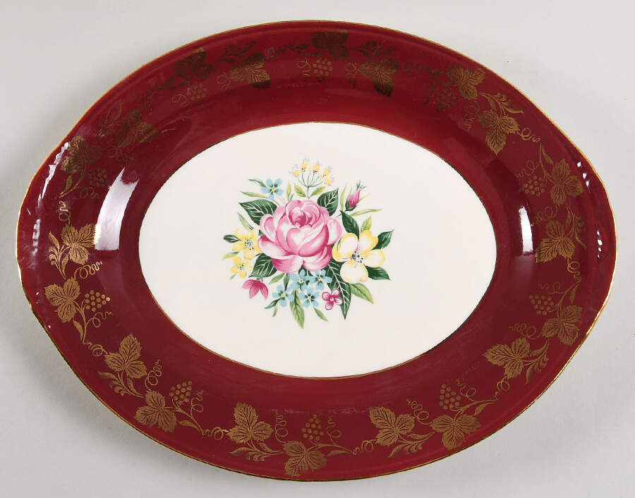HLC622 Red 13" Oval Serving Platter by Homer Laughlin -1