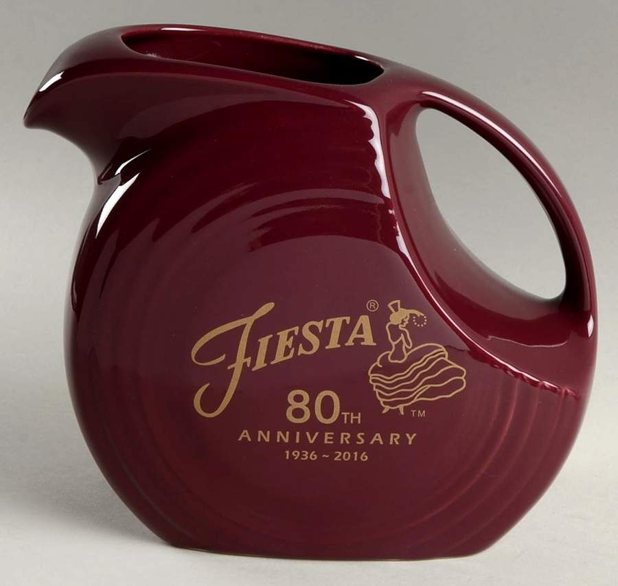 Fiesta Claret (Intro 2016) 64 Oz 80th Anniversary Disk Pitcher by Homer Laughlin -1