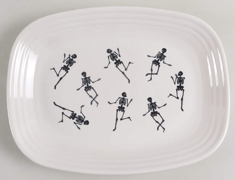 Fiesta Trio of Skeletons 11" Rectangular Serving Platter by Homer Laughlin -1