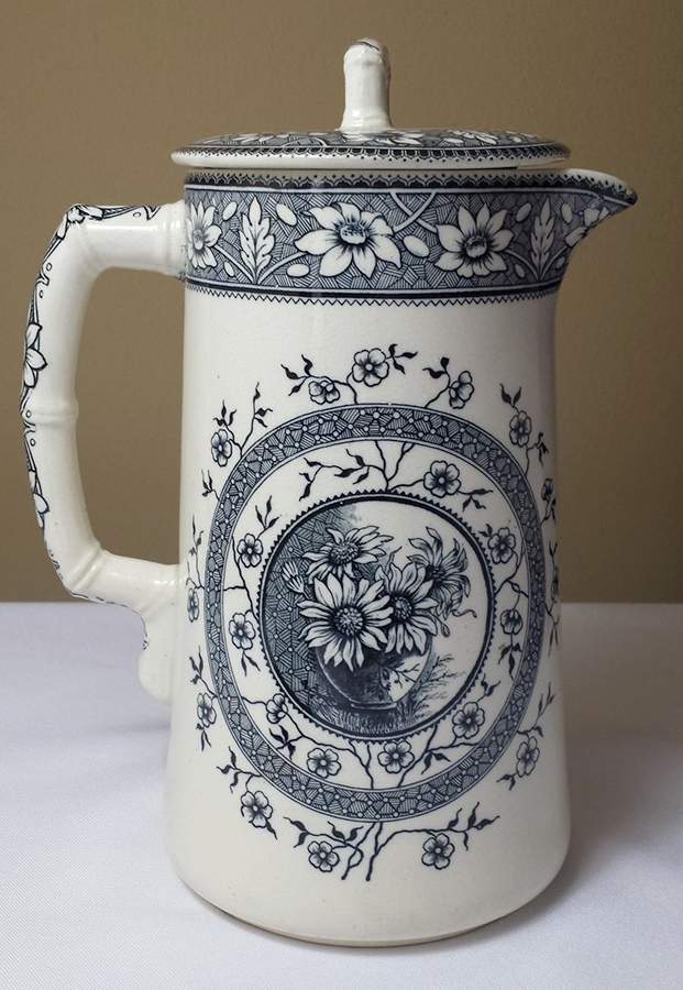 Palmyra Dark Blue Hot Water Jug & Lid by Sampson Hancock & Sons-1