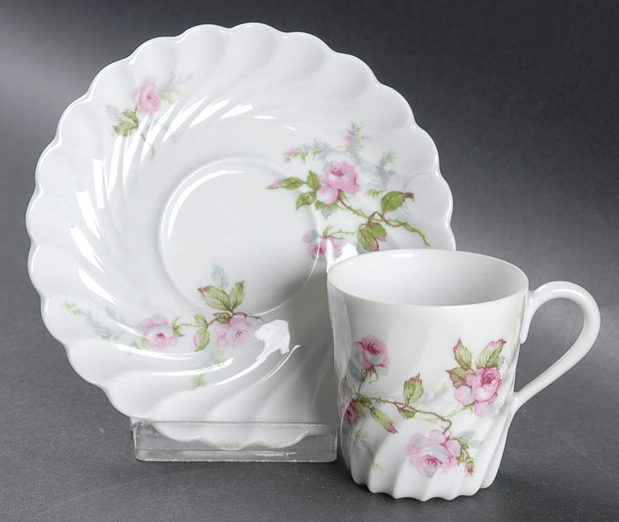 Sylvia White (Torse Shape, No Trim) Flat Demitasse Cup & Saucer Set by Haviland-1
