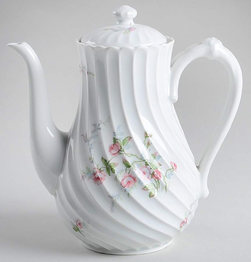 Sylvia White (Torse Shape, No Trim) Coffee Pot & Lid by Haviland-1