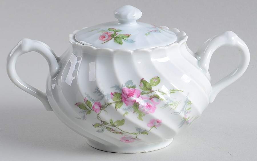Sylvia White (Torse Shape, No Trim) Sugar Bowl & Lid by Haviland-1