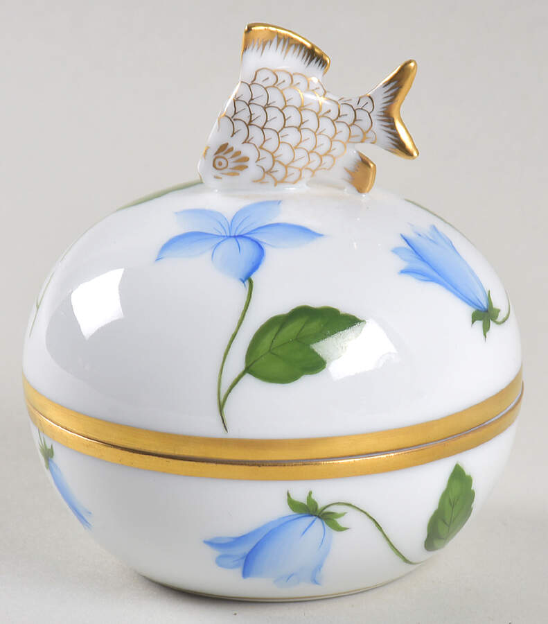 Campanulle Small Round Bon Bon & Lid by Herend-1