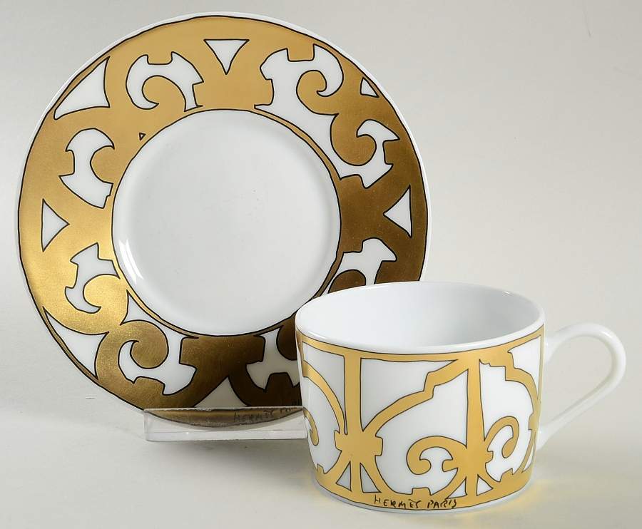 Balcon du Guadalquivir Gold Flat Cup & Saucer Set by Hermes-1