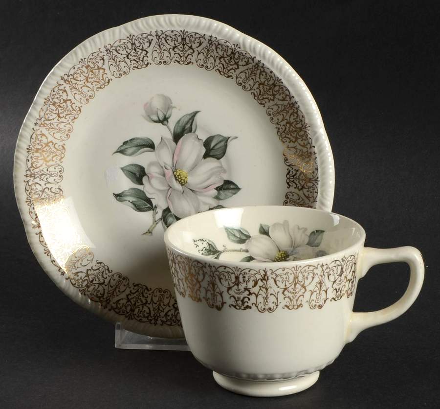 HLC87nt Footed Cup & Saucer Set by Homer Laughlin -1