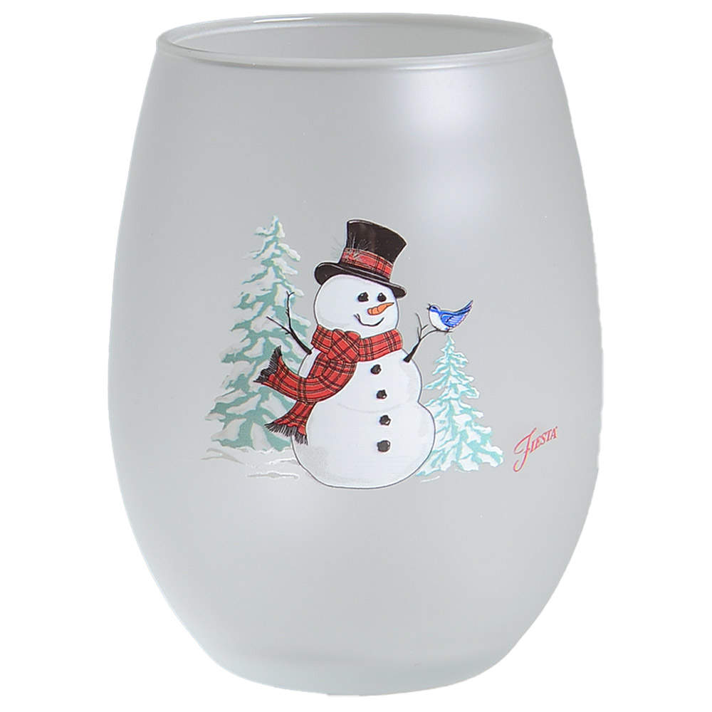 Fiesta Snowman Glassware Stemless Wine by Homer Laughlin -1