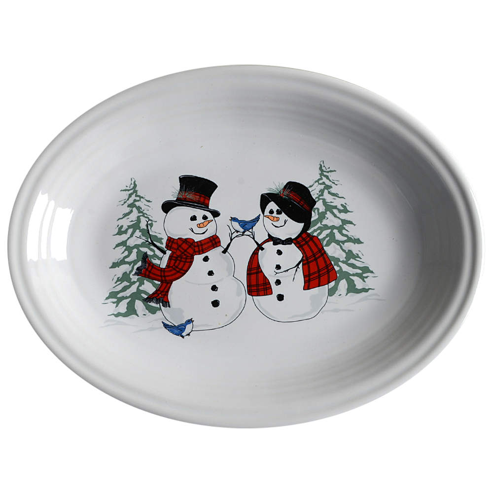 Fiesta Snowman 11" Oval Serving Platter by Homer Laughlin -1