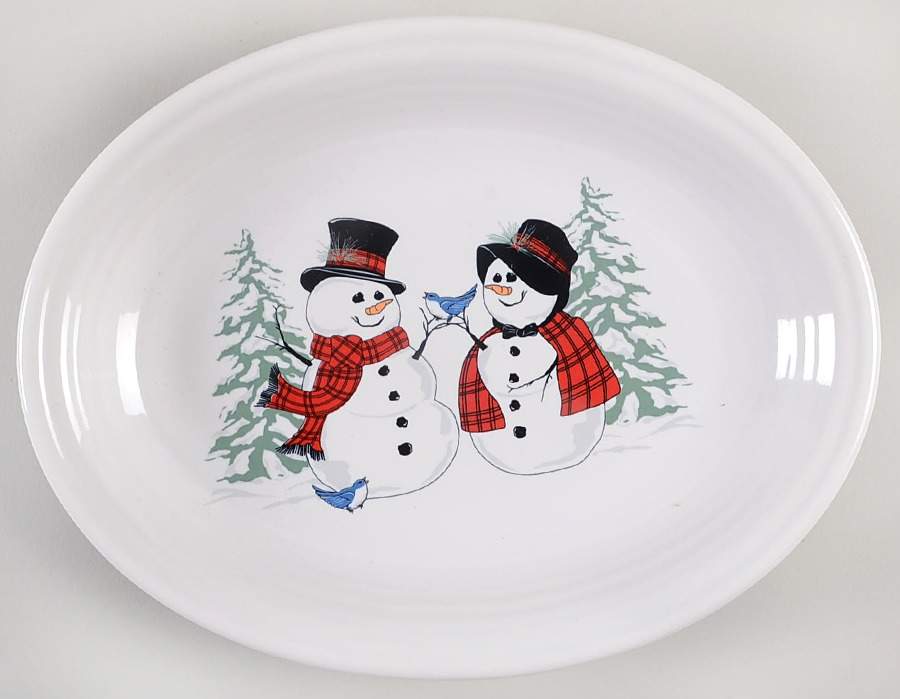 Fiesta Snowman 9" Oval Serving Platter by Homer Laughlin -1