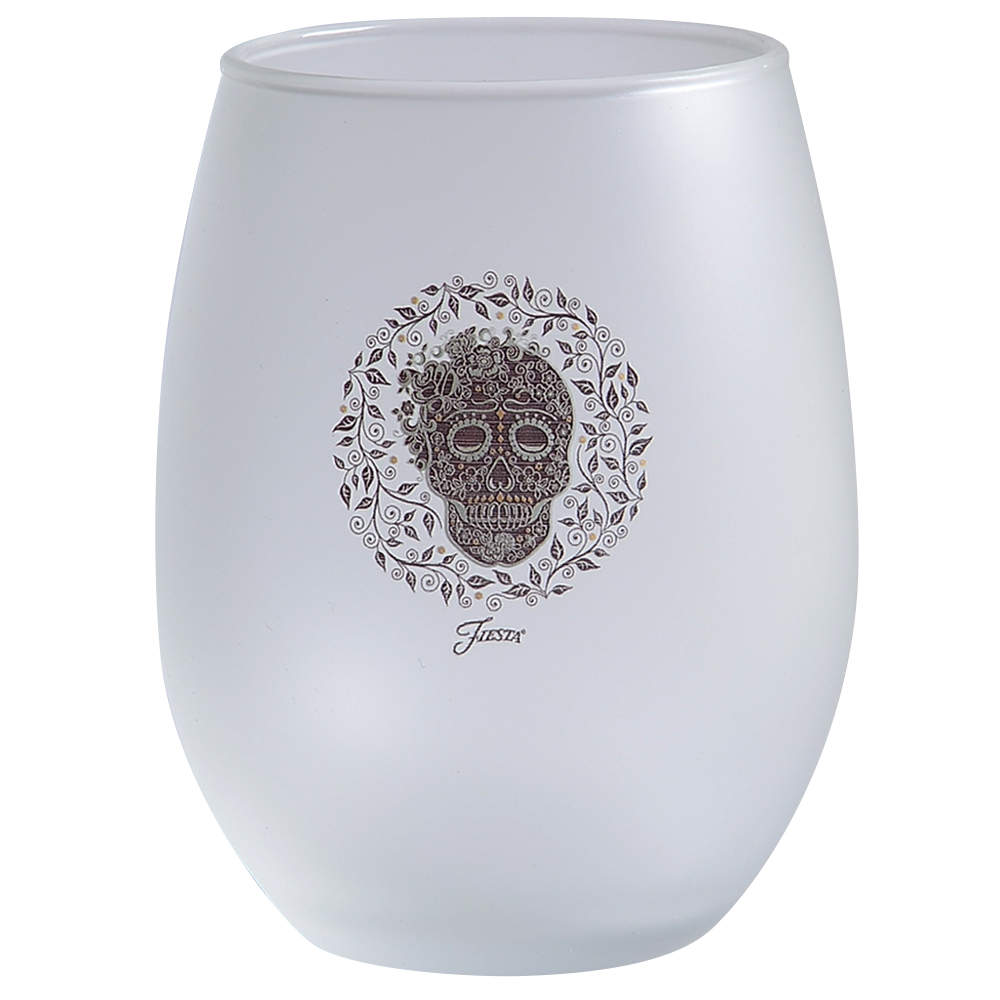Fiesta Skull and Vine Glassware Stemless Wine by Homer Laughlin -1