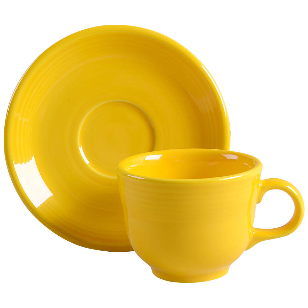 Fiesta Daffodil (Intro 2017) Flat Cup & Saucer Set by Homer Laughlin -1