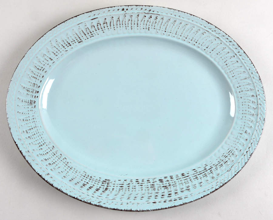 Cosenza Aqua 14" Oval Serving Platter by Home Essentials-1