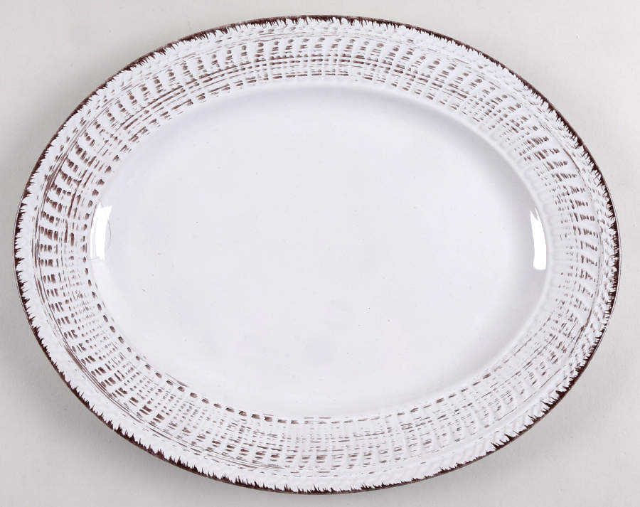 Cosenza White 14" Oval Serving Platter by Home Essentials-1