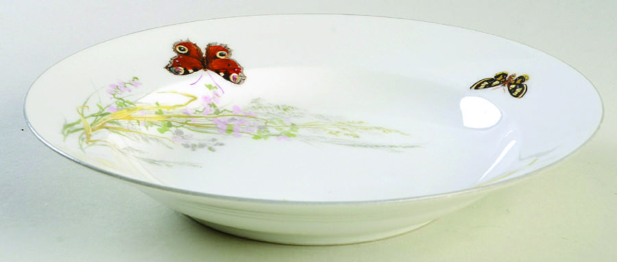 Meadow Visitors (Smooth, Gray Trim) Large Rim Soup Bowl by Haviland-1