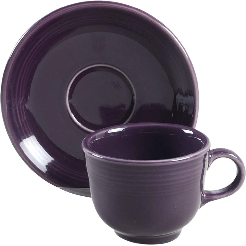 Fiesta Mulberry (Intro 2018) Flat Cup & Saucer Set by Homer Laughlin -1